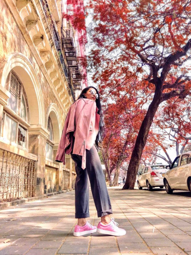 shein, shein india, neha menghwani, millennial pink, pink leather jacket, leather jacket, moto jacket, pink suede jacket, street style, mumbai fashion blogger, fashion blogger, vsco pink theme, fall fashion, winter fashion, fashion week