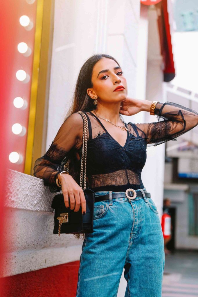 denims, blue denims, black lace bodysuit, black bodysuit, mom jeans, casual outfit, sexy outfit, outfit of the day, denim outfit, jeans look, how to wear mom jeans, boyfriend jeans, blogger outfit, streetstyle, indian blogger, neha menghwani, stylessential